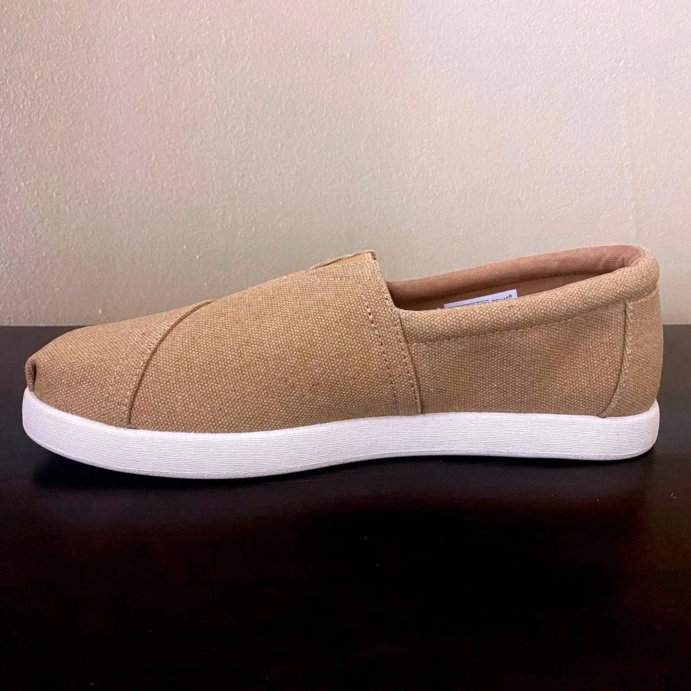 TOMS Alpargata Fenix Mens Tan Heritage Canvas Slip On Sneakers Shoes Size 7‎
